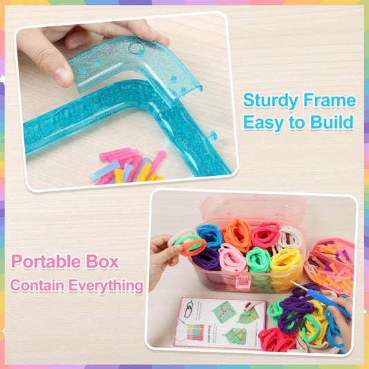 IQKidz Weaving Loom Kit Toys, DIY Arts and Crafts for Kids and Adults, Ideal Gifts for Girls Ages 5 6 7 8-12 13, Easy Potholder Loom Knitting
