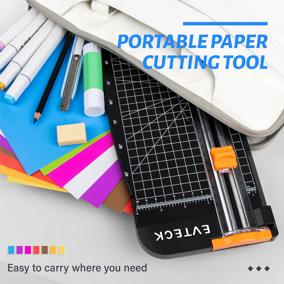 Evteck Paper Cutter 12 Inch Paper Trimmer Slider Crafting Scrapbooking Supplies for A4 Vinyl Photo Cardstock with Security Blade and Foldable Ruler