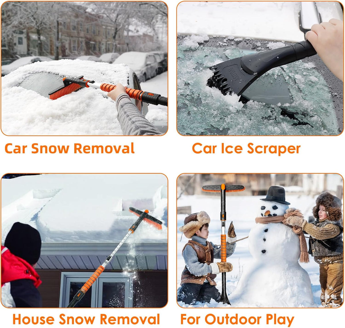 AstroAI 47.2" Ice Scrapers for Car Windshieldand Extendable Snow Brush with Foam Grip and 360° Pivoting Brush Head for Christmas Car Auto Truck