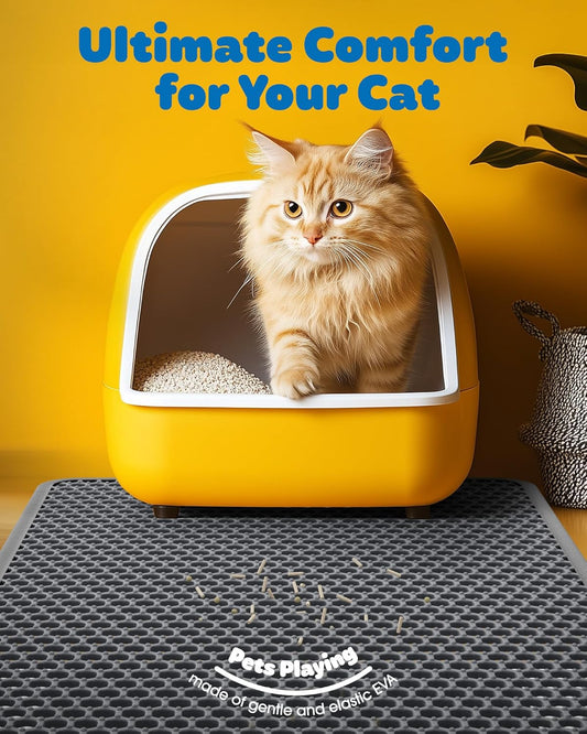 Cat Litter Mat - 23.2'' x 14.6'' Small Litter Trapping Mat, Easy to Clean Litter Box Mat, Waterproof, Urine-Proof, Non-Slip Kitty Litter Mats for