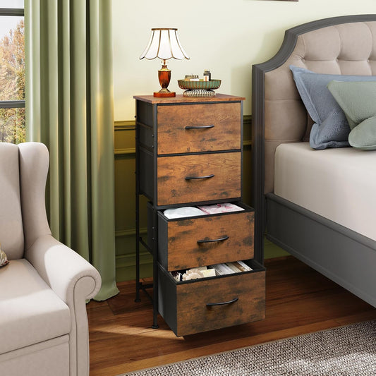 WLIVE Dresser with 4 Drawers, Fabric Storage Tower, Organizer Unit for Bedroom, Hallway, Entryway, Closets, Sturdy Steel Frame, Wood Top, Easy Pull