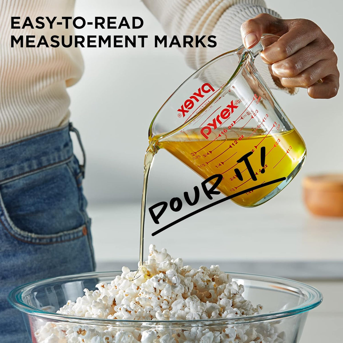 Pyrex Essentials (2-Pack) Glass Measuring Cups Set, (1 & 2 Cup) Measuring Cups For Prepping, Baking and Cooking, Preheated Oven, Dishwasher, Freezer