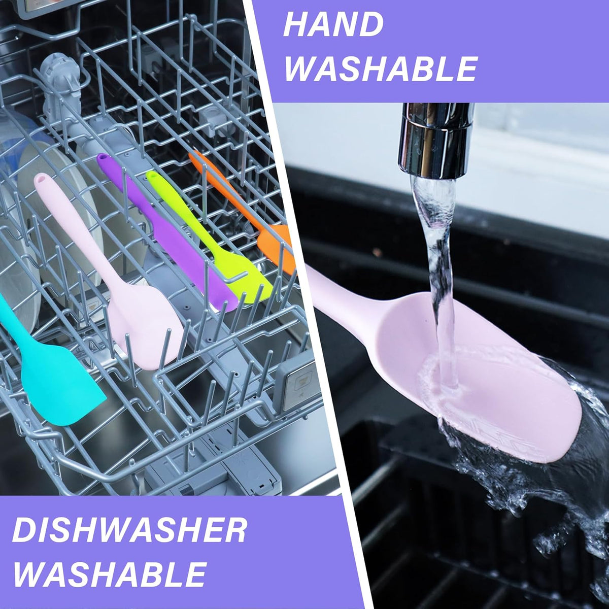 Silicone Spatula Set, 5 Piece Food Grade Rubber Spatulas for Baking, Cooking, and Mixing High Heat Resistant Non Stick Dishwasher Safe BPA-Free