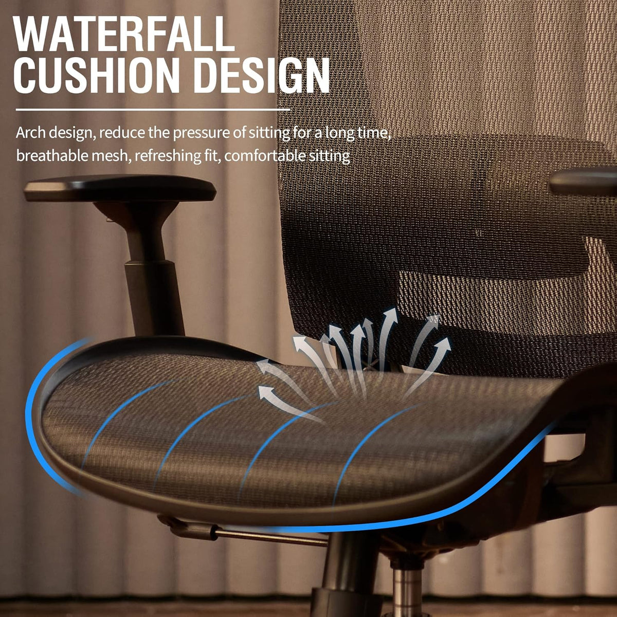 ELABEST Mesh Office Chair,Ergonomic Computer Desk Chair,Sturdy Task Chair- Adjustable Lumbar Support & Armrests,Tilt Function,Comfort Wide