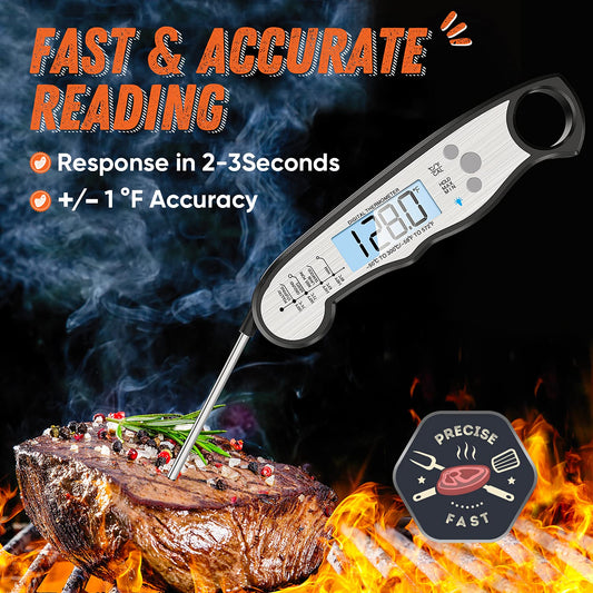 Digital Meat Thermometer, Waterproof Instant Read Food Thermometer for Cooking and Grilling, Kitchen Gadgets, Accessories with Backlight