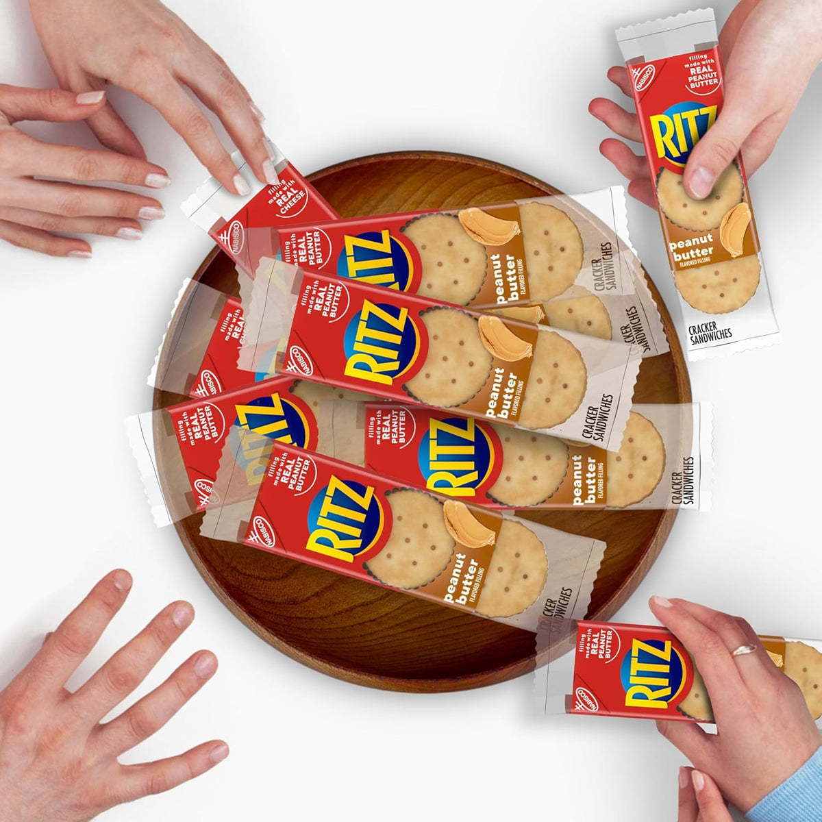 RITZ Peanut Butter Sandwich Crackers, Lunch Snacks, 48 Snack Packs (6 Boxes, 6 Crackers Per Pack)