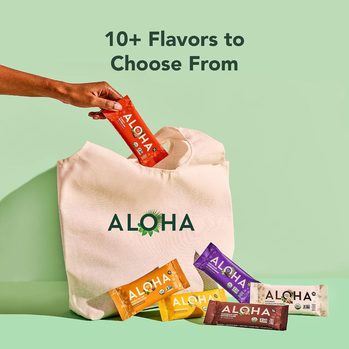 ALOHA Organic Plant Based Protein Bars - Peanut Butter Cup Bar - 12 Bars, Vegan, Low Sugar, Gluten-Free, Low Carb, Non-GMO, No Stevia, No Erythritol