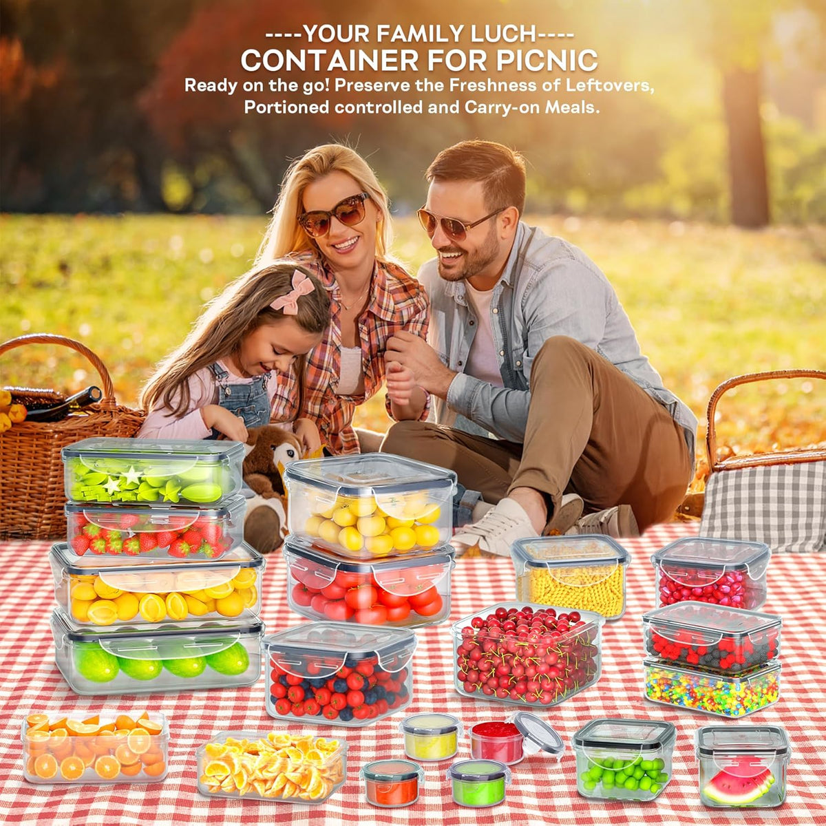 40 PCS Food Storage Containers with Lids Airtight (20 Containers & 20 Lids), Plastic Storage Meal Prep Container-Stackable 100% Leakproof & Microwave