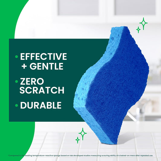 Scotch-Brite Zero Scratch Scrub Sponge, 6 Kitchen Sponges for Cleaning Around the Home, Bathroom & More, Scratch-free Dish Scrubber, Multi-surface