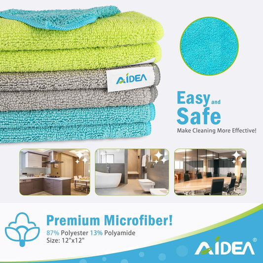 AIDEA Microfiber Cleaning Cloth-50PK, Soft Microfiber Towels for Cars, Absorbent Cleaning Rags, Lint-Free Streak-Free Wash Cloths for House, Kitchen