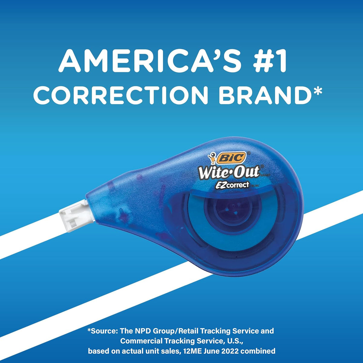 BIC Wite-Out Brand EZ Correct Correction Tape, 19.8 Feet, 4-Count Pack of White Correction Tape, Fast, Clean and Easy to Use Tear-Resistant Tape