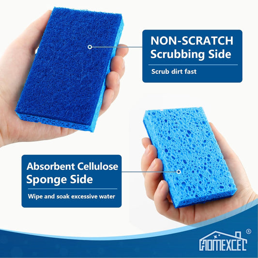HOMEXCEL Sponges Kitchen 24pcs, Non-Scratch Scrub Dish Sponge Safe on Non-Stick Cookware, Dual Sided Cleaning Sponges for Kitchen, Household