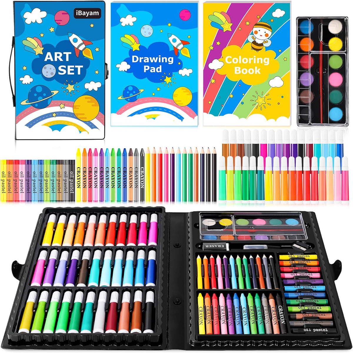 iBayam Art Supplies, 149-Pack Drawing Kit Painting Art Set Art Kits Gifts Box, Arts and Crafts for Kids Girls Boys, with Coloring Book, Crayons