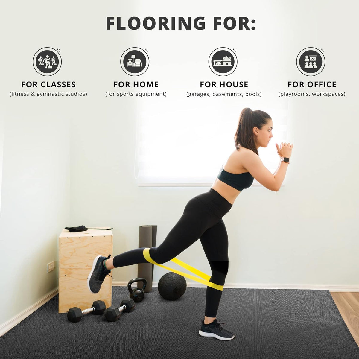 bemaxx Gym Mats Set - 18 pcs EVA Interlocking Foam Floor Tiles (12.6"x12.6"x0.4") 18sqft Protective Gym Flooring Sports Home Workout Exercise Mats