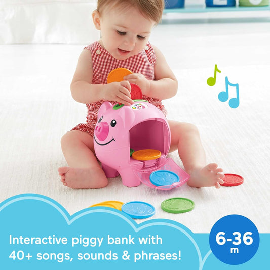 Fisher-Price Baby & Toddler Toy Laugh & Learn Smart Stages Piggy Bank with Educational Songs & Phrases for Infants Ages 6+ Months