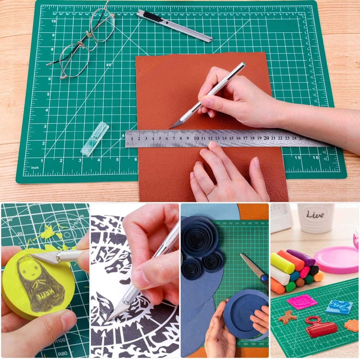 anezus Self Healing Sewing Mat, 12inch x 18inch Rotary Cutting Mat Double Sided 5-Ply Craft Cutting Board for Sewing Crafts Hobby Fabric Precision