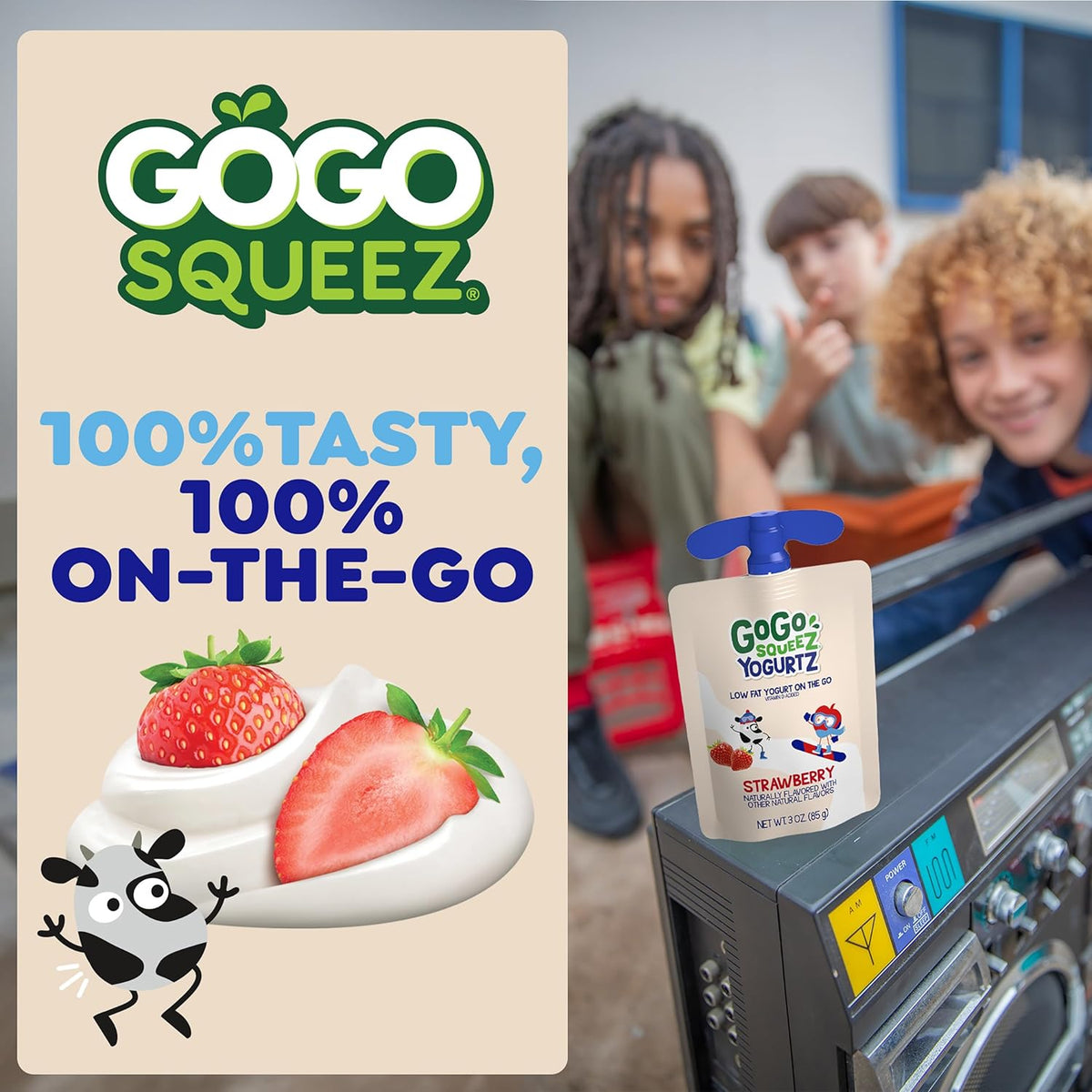 GoGo squeeZ yogurtZ Variety Pack, Strawberry & Banana, 3 oz (Pack of 20), Kids Snacks Made from Real Yogurt and Fruit, No Fridge Needed, Gluten Free