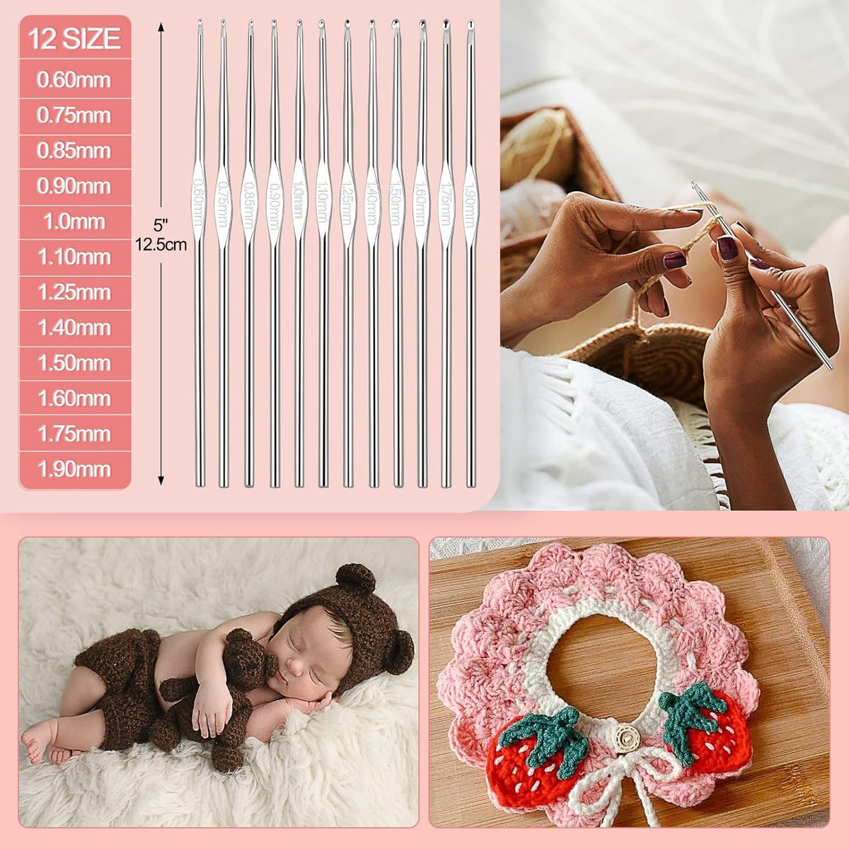 Aeelike Crochet Kit for Beginners Adults, Crochet Kits Include Yarn, 59pcs Crochet Starter Kit for Beginners Kids,Ergonomic Crochet Hooks 2.0-6.0 mm