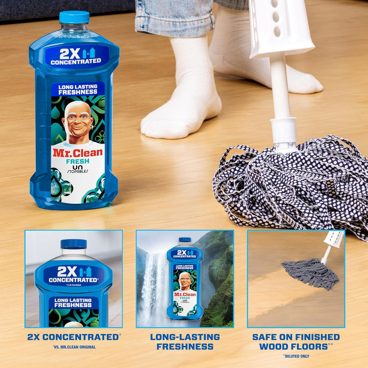 Mr. Clean All Purpose Cleaner, Floor Cleaner for Mopping Home, Bathroom, & Kitchen, Cleaning Liquid for Mop & Bucket, Cleaning Supplies