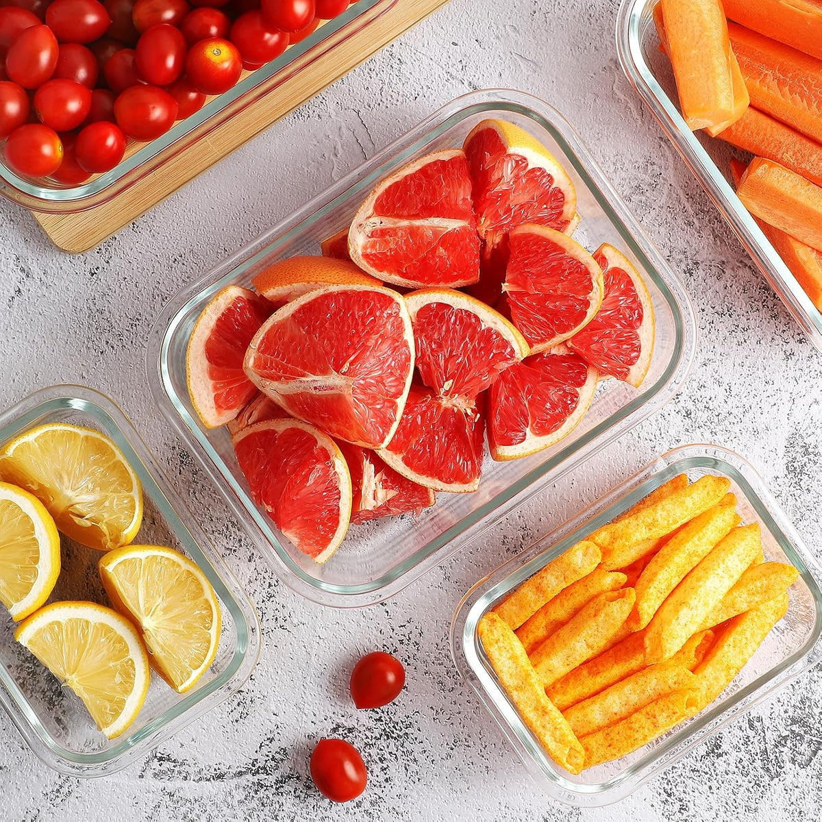 HOMBERKING 10 Pack Borosilicate Glass Meal Prep Containers with Locking Lids, Glass Food Storage Containers Set, Airtight Lunch Bento Boxes, BPA-Free