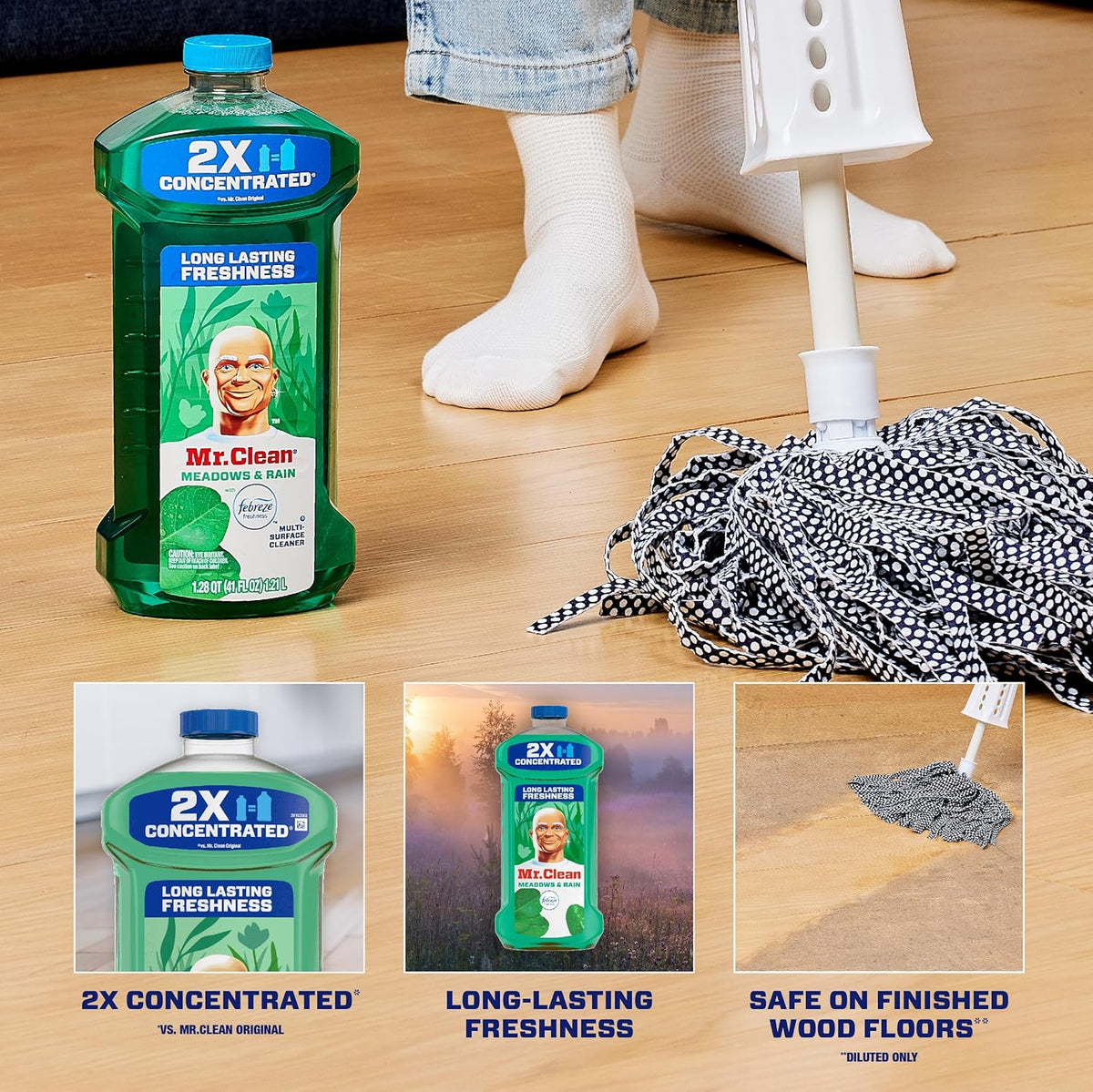 Mr. Clean All Purpose Cleaner, Floor Cleaner for Mopping Home, Bathroom, & Kitchen, Cleaning Liquid for Mop & Bucket, Cleaning Supplies