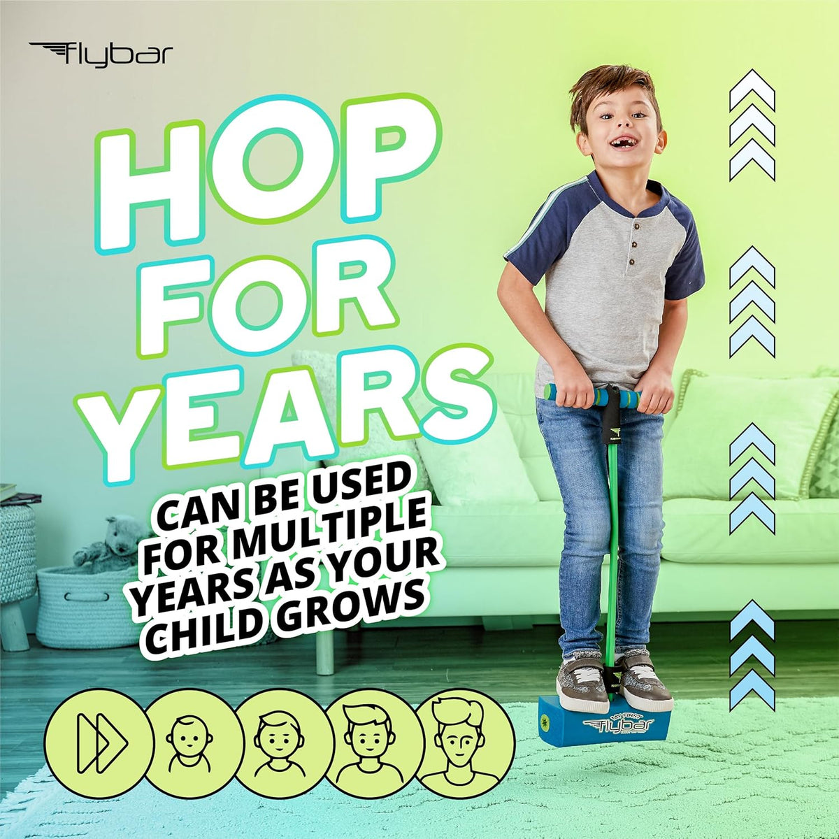 Flybar My First Foam Pogo Jumper for Kids Fun and Safe Pogo Stick for Toddlers, Durable Foam and Bungee Jumper for Ages 3 and up, Supports up to