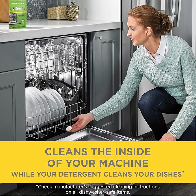 Affresh Dishwasher Cleaner, Helps Power Away Odor Causing Bacteria, Limescale, Mineral Deposits & Grime Inside Pump, Tub & Hoses, 6 Tablets, 6 Month