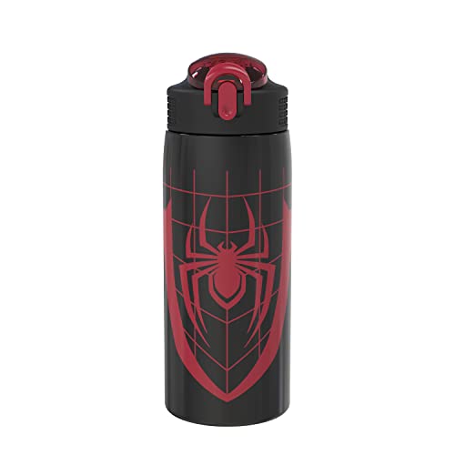 Zak Designs Marvel Spider-Man Water Bottle for Travel and At Home, 19 oz Vacuum Insulated Stainless Steel with Locking Spout Cover, Built-In Carrying