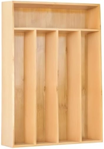 Silverware Organizer Kitchen Drawer Organizer Utensil Organizer Bamboo Silverware Holder Cutlery Organizer in Drawer Flatware Organizer Tray(5 slots