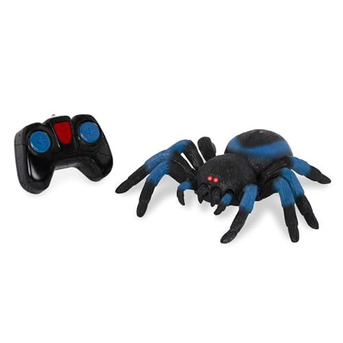 Terra by Battat – Remote Control Tarantula for Kids with LED Eyes – Realistic Spider Toy with Moving Legs, Fast Speed & 360° Spin – Blue RC Animal
