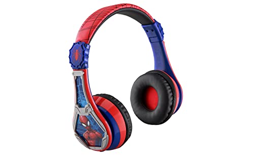 eKids Spiderman Wireless Bluetooth Portable Headphones with Microphone, Volume Reduced to Protect Hearing Rechargeable Battery, Adjustable Kids