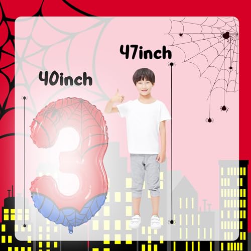 40 Inch Giant Spider Theme Number Foil Balloons - Large Number 3 Balloons for Kids' Birthday Anniversary Party Decorations Supplies (Numbers 0-9