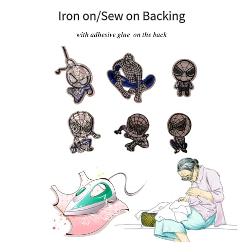 20pcs Cute Cartoon Spider Embroidered Iron On Patches, Anime Animals Sew On/Iron On Applique Embroidered Patches for T-Shirt, Jackets, Jeans