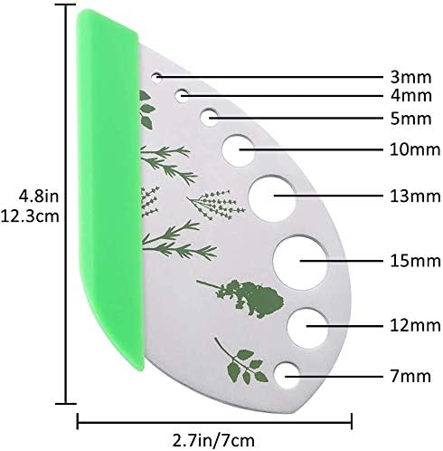 Herb Stripper, Jiaedge Green 9 holes Stainless Steel Kitchen Herbs Leaf Stripping Tool, Metal Herb Peeler for Kale, Collard Greens, Thyme, Basil