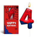 Spider Themed Birthday Candles Number 4 Red Blue Spider Web Themed Cake Topper Candle Party Decoration Birthday Party Celebrations Supplies Favors