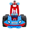 Jazwares Marvel Spidey and His Amazing Friends Team Spidey Flip and Reveal Cruiser - 11-Inch Double-Sided Vehicle with Lights, Sounds, and Web Blast