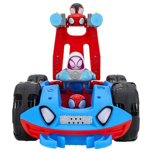 Jazwares Marvel Spidey and His Amazing Friends Team Spidey Flip and Reveal Cruiser - 11-Inch Double-Sided Vehicle with Lights, Sounds, and Web Blast