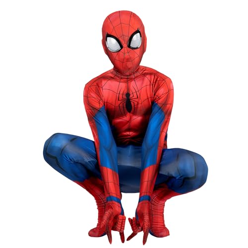 Marvel Spider-Man Official Youth Deluxe Zentai Costume - Deluxe Two-Way Stretch Spandex with Invisible Zippers and Wrist Openings for Added