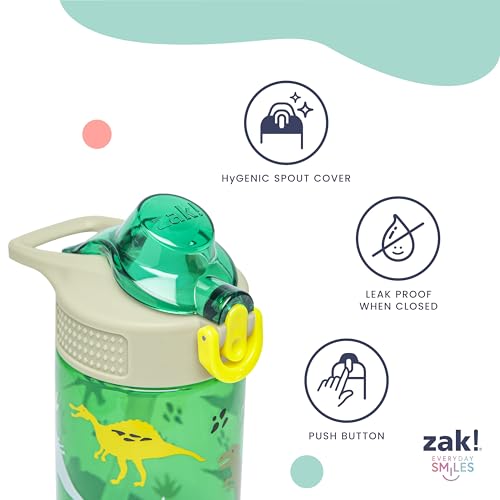 Zak Designs Marvel Spider-Man Sage Kids Water Bottle For School or Travel, 16oz Durable Plastic Water Bottle With Straw, Handle, and Leak-Proof Spout
