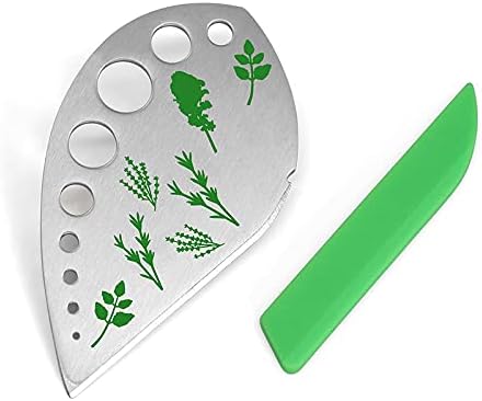 Herb Stripper, Jiaedge Green 9 holes Stainless Steel Kitchen Herbs Leaf Stripping Tool, Metal Herb Peeler for Kale, Collard Greens, Thyme, Basil