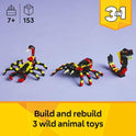 LEGO Creator 3 in 1 Wild Animals Surprising Spider Toy - Building Toy with 3 Build Options, Spider, Scorpion, or Snake - Animal Figures for Kids