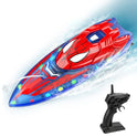 Spider Hero RC Boat, 2.4GHz Remote Control Boat with LED Lights for Kids, Pool Toy with 2 Rechargeable Batteries, Spray Function, and Low Battery