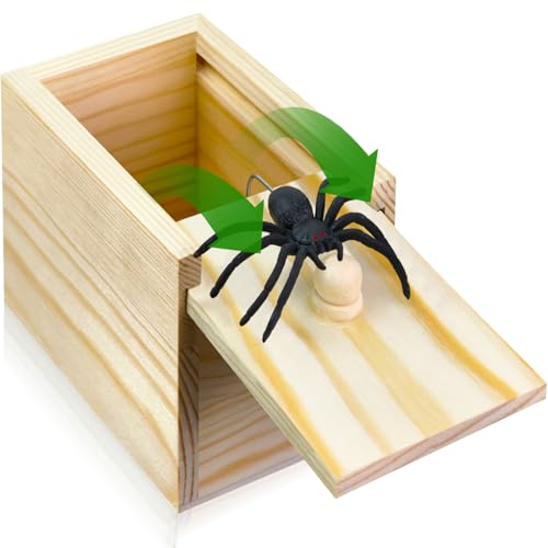 PARNIXS Surprise Spider Prank Box，Handcrafted Spider in a Box Stocking Stuffers,New Year's Surprise Toy and Gag Gift Practical Joke for Adults Men