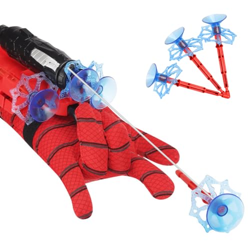 Xohny Spider Web Shooters with Gloves, Superheroes Wrist Launcher Toy, Funny Children Educational Toys, Party Cosplay Gift for Kids
