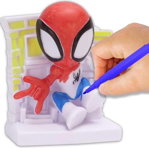 Marvel Spidey Design A Vinyl – Marvel Spidey and His Amazing Friends DIY Coloring Toy – Washable Markers and Vinyl Figures Included – Creative Craft