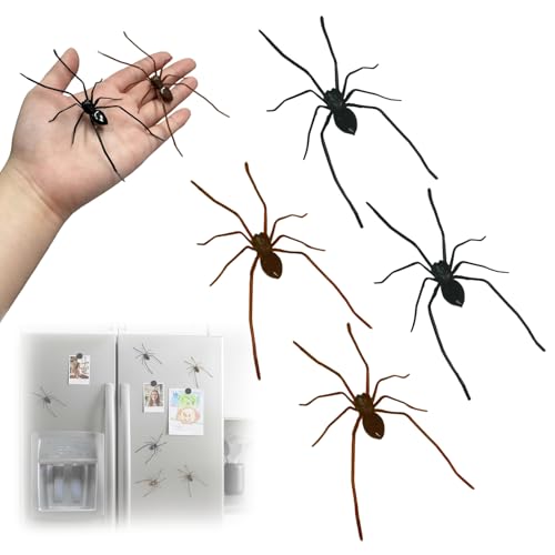 4PCS 3D Spider Fridge Magnet, Realistic Spider Magnets - Cute Removable Magnetic Decals for Refrigerator, Car, Garage Door, Indoor Outdoor Decor, The