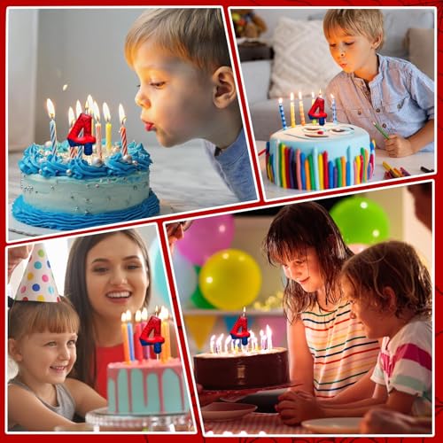 Spider Themed Birthday Candles Number 4 Red Blue Spider Web Themed Cake Topper Candle Party Decoration Birthday Party Celebrations Supplies Favors