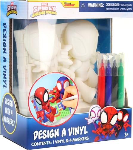 Marvel Spidey Design A Vinyl – Marvel Spidey and His Amazing Friends DIY Coloring Toy – Washable Markers and Vinyl Figures Included – Creative Craft