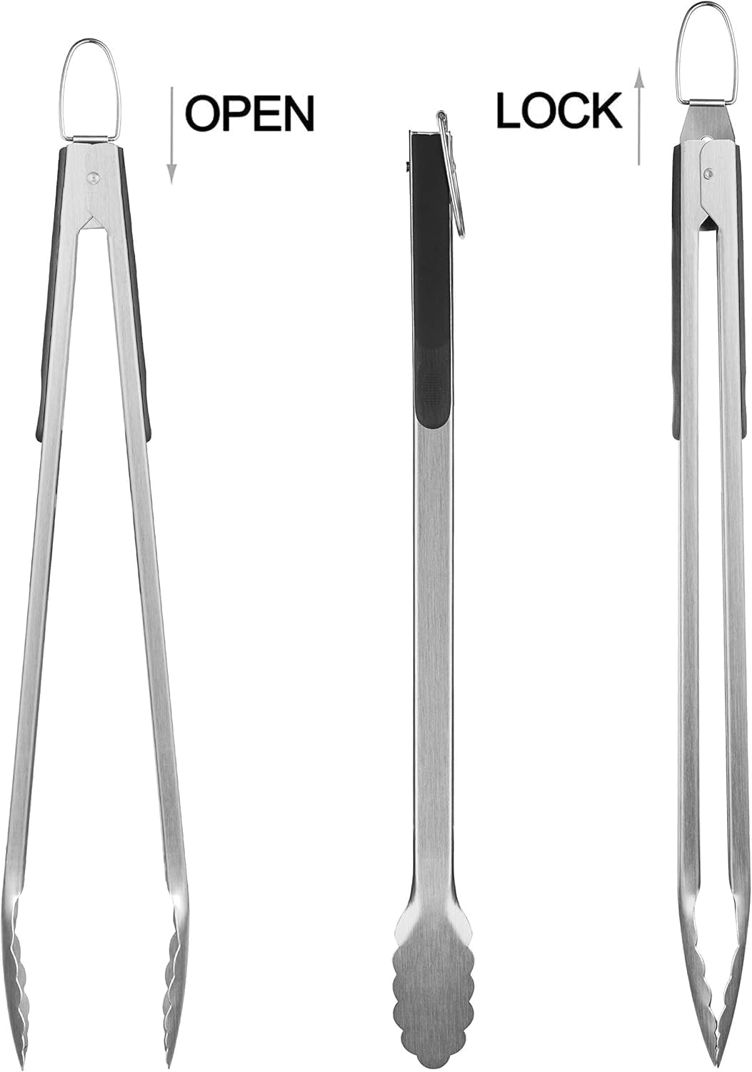 grilljoy 8PCS BBQ Grill Tools Set with Extra Thick Stainless Steel Spatula, Fork, Tongs & Cleaning Brush - Complete Barbecue Accessories Kit with