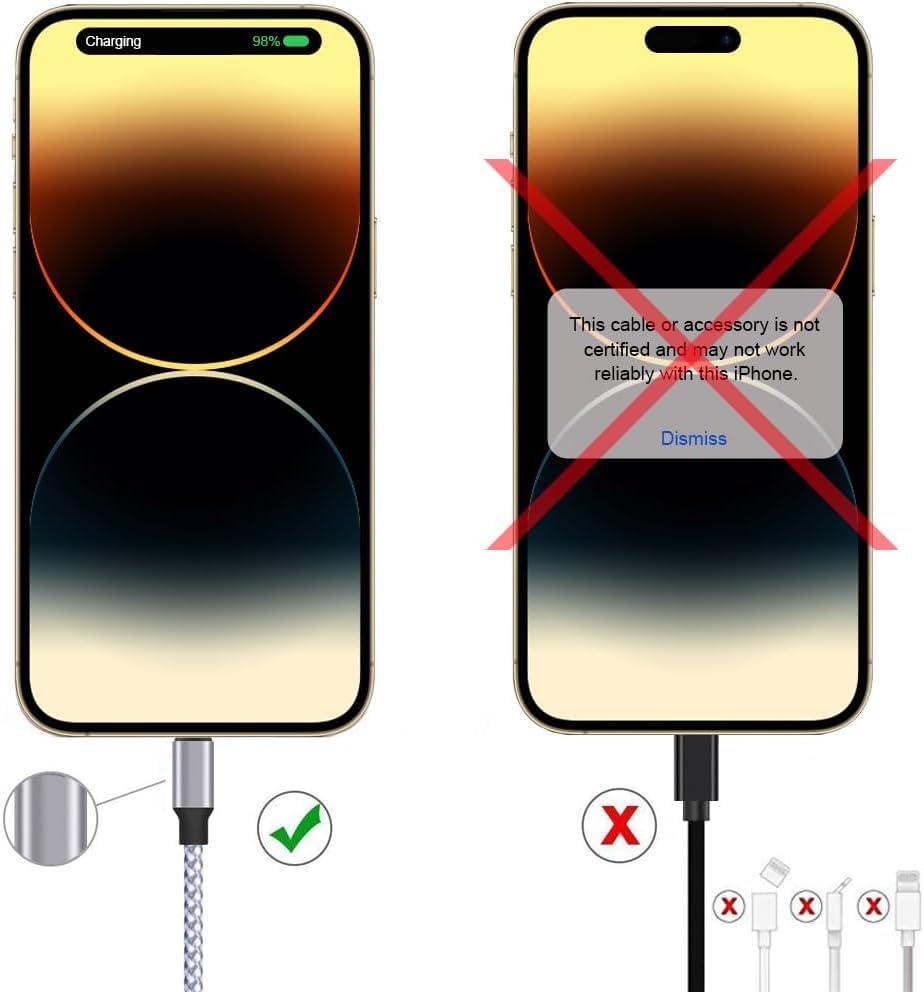 TAKAGI for iPhone Charger, [MFi Certified] Lightning Cable 3PACK 6FT Nylon Braided USB Charging Cable High Speed Transfer Cord Compatible with iPhone
